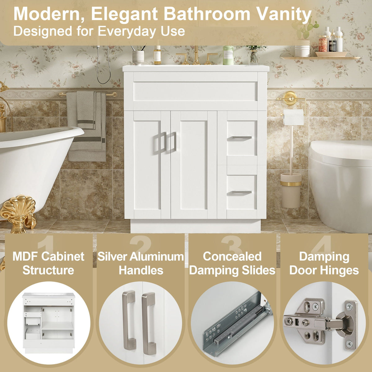 Soft-Close Bathroom Vanity with Storage