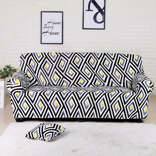 Striped Stretch L-Shaped Sofa Cover
