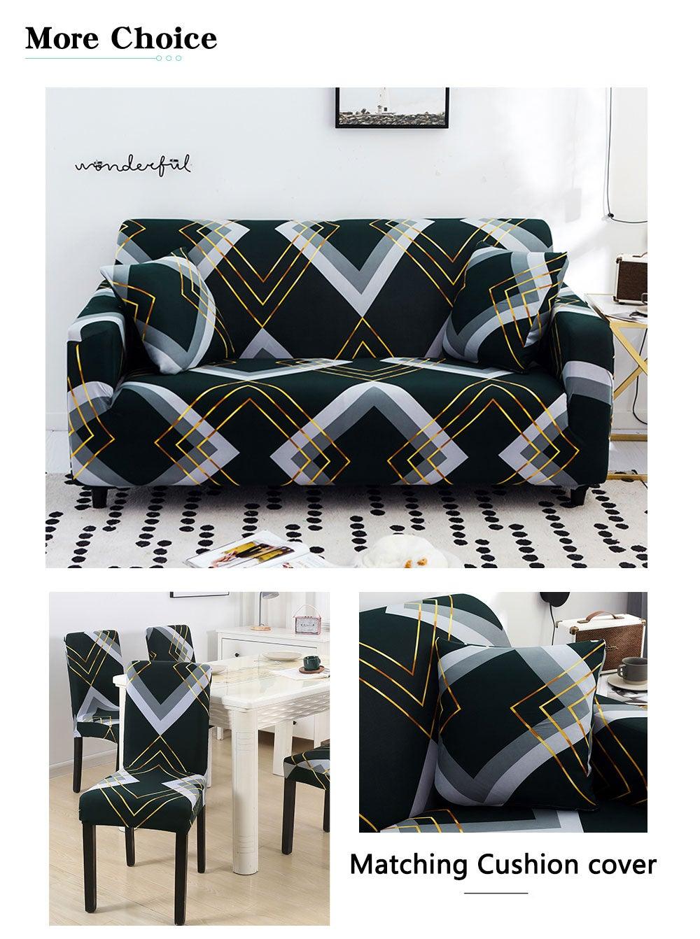 Striped Stretch L-Shaped Sofa Cover