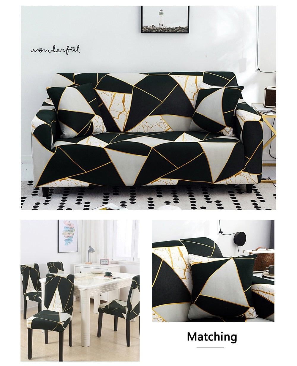 Striped Stretch L-Shaped Sofa Cover