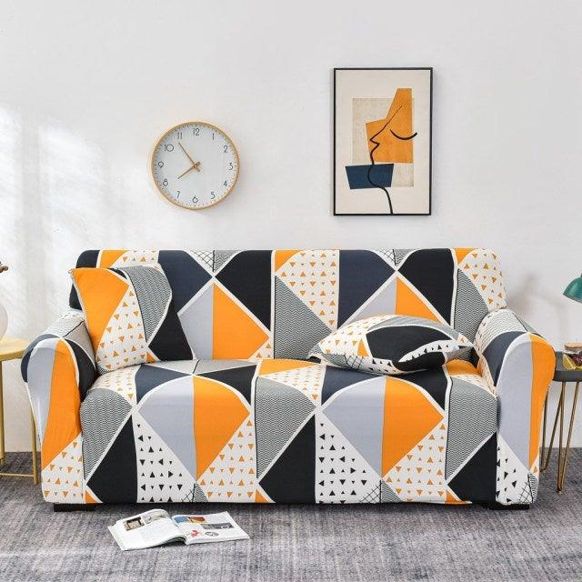 Striped Stretch L-Shaped Sofa Cover