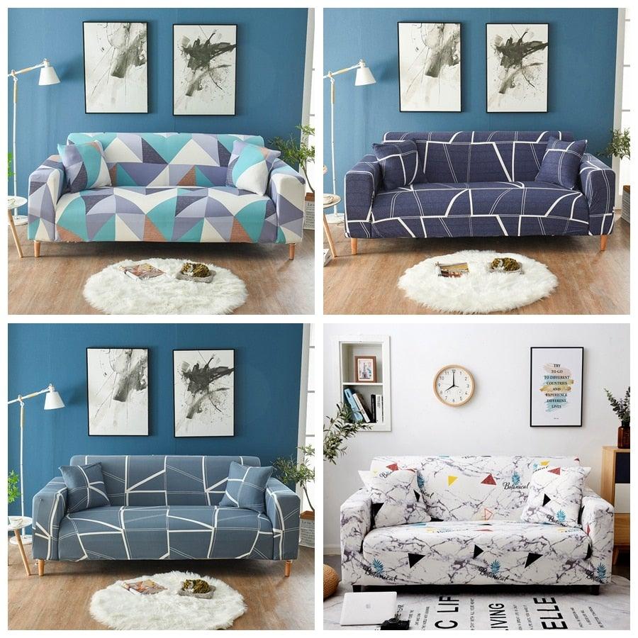 Striped Stretch L-Shaped Sofa Cover