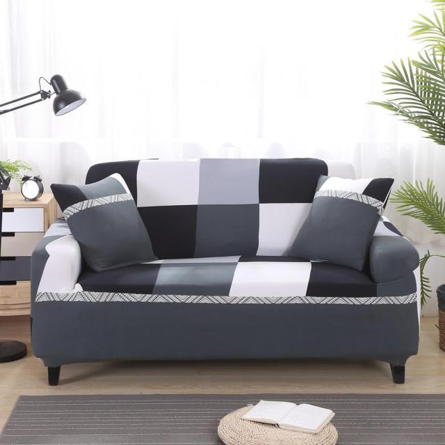 Striped Stretch L-Shaped Sofa Cover